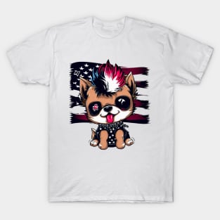 Cute Dog 4th Of July Rebel Rocket T-Shirt
